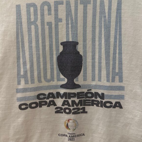 Argentina Men's Soccer 2021 Copa America Champions Cotton Tee - Picture 2 of 2